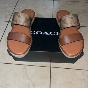 Coach Brown Slide Sandals